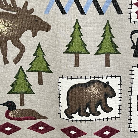 Shower Curtain Bacova Rustic Cabincore Cotton Unlined Lodge Fish Canoe 69L x 66W - Picture 4 of 10